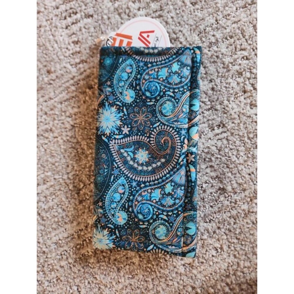 Blue paisley design fabric wallet new